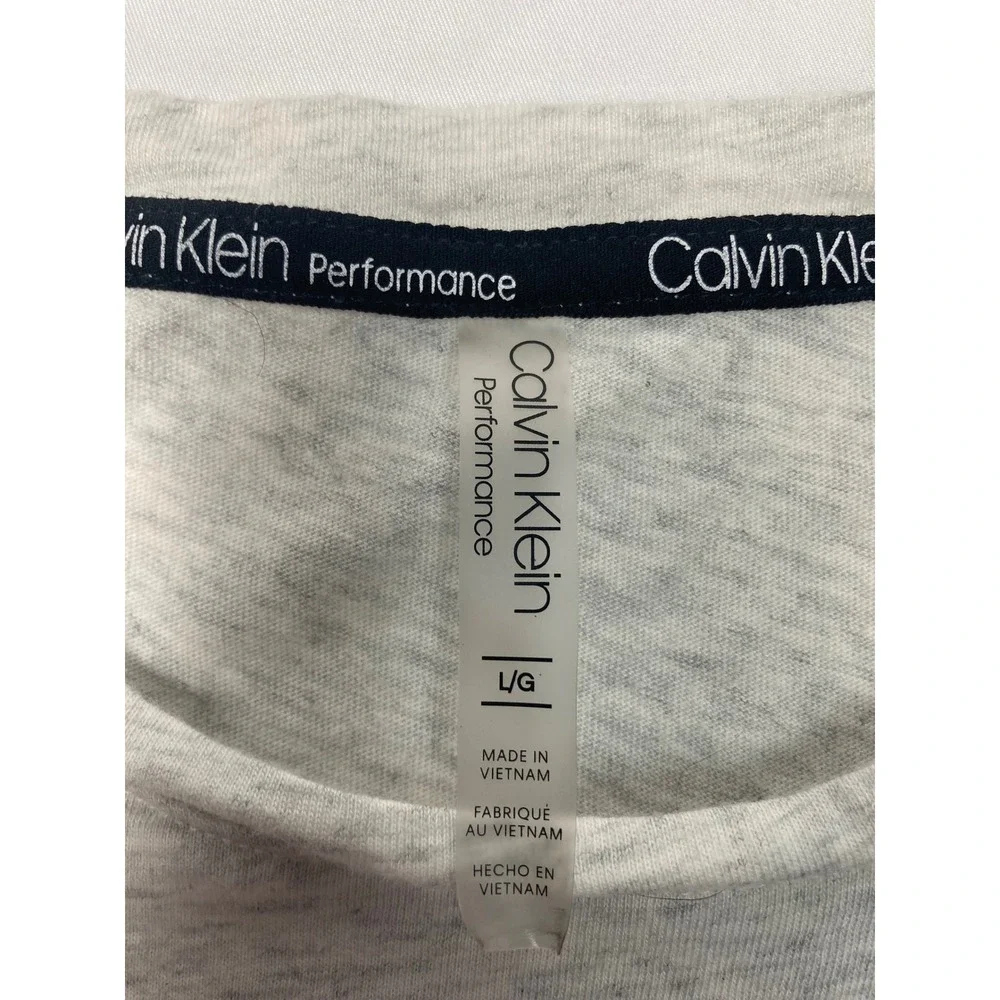 Calvin Klein Performance Women's Cropped Heather‎ Gray Tee, Relaxed Fit Sz L